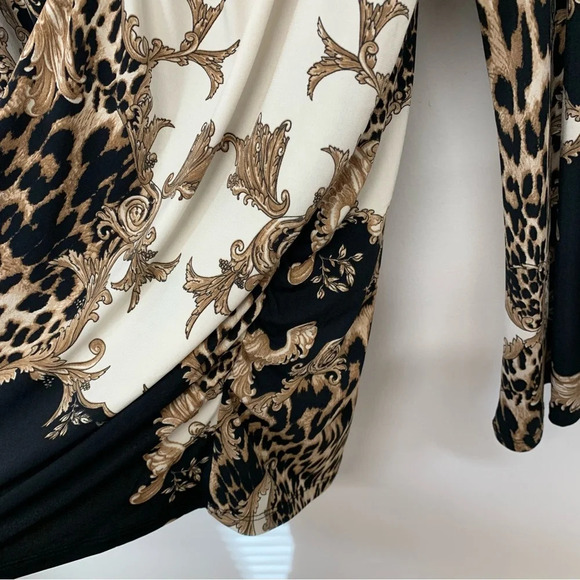 Masseys Top Woman 2X Beaded  Animal Print Stretch Tunic Boho Office Travel Work - Picture 5 of 10